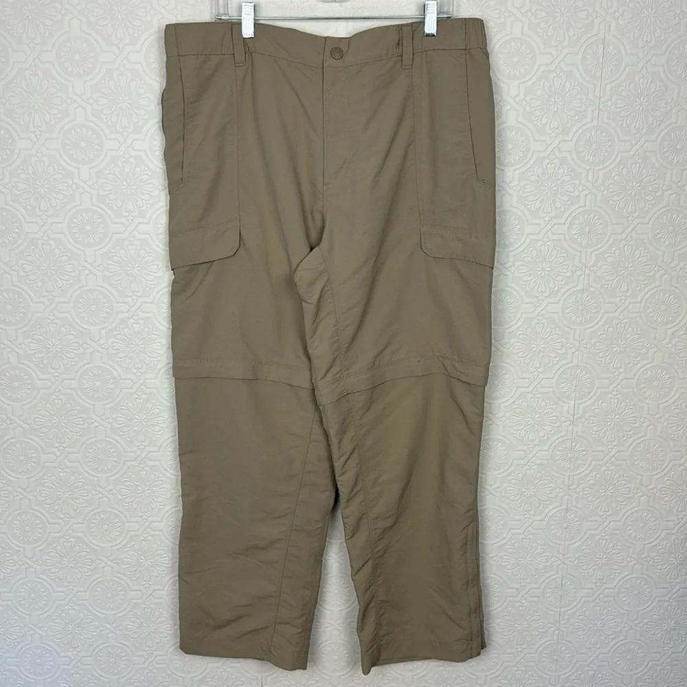 North Face Convertible Zip Off Shorts Pants Tan Cream Hiking XL Trail Nature